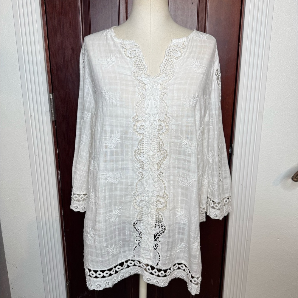 Chico's White Lace Tunic Top